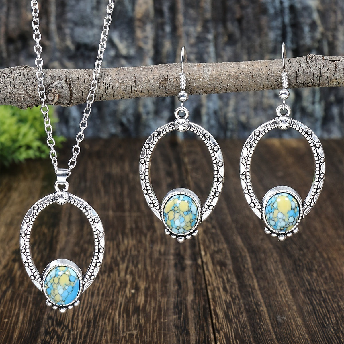 Stone Inlay Niche Style Jewelry Set