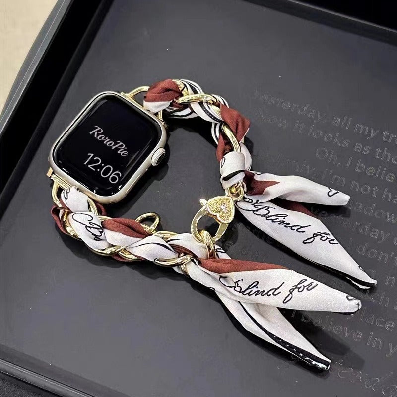 Silk Scarf Metal Watch Strap