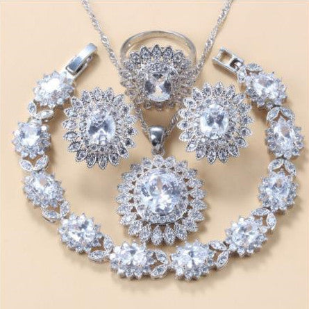 Copper Gem Jewelry Set - 4 Piece Water Wave