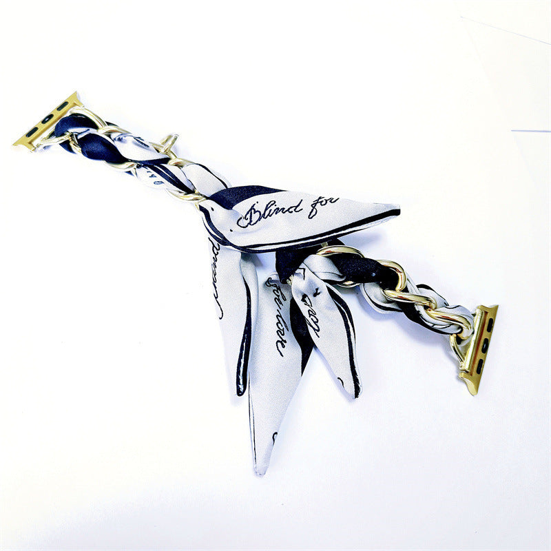 Silk Scarf Metal Watch Strap