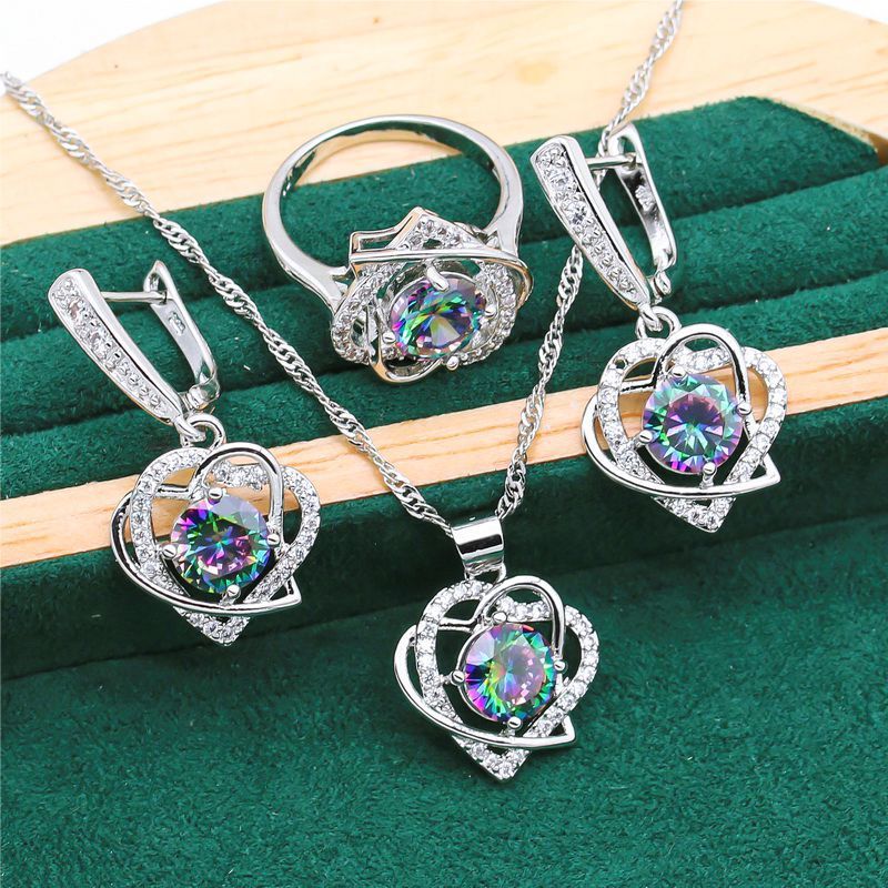 Retro Zircon Jewelry Set - 4 Piece Collection