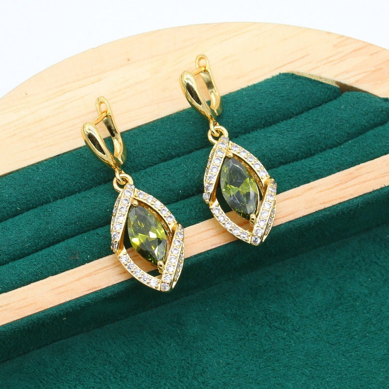 Olive Green Retro Jewelry Set