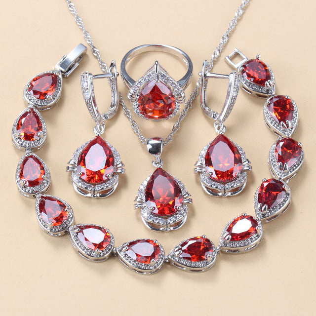 Diamond Treated Copper Jewelry Set - 4 Piece