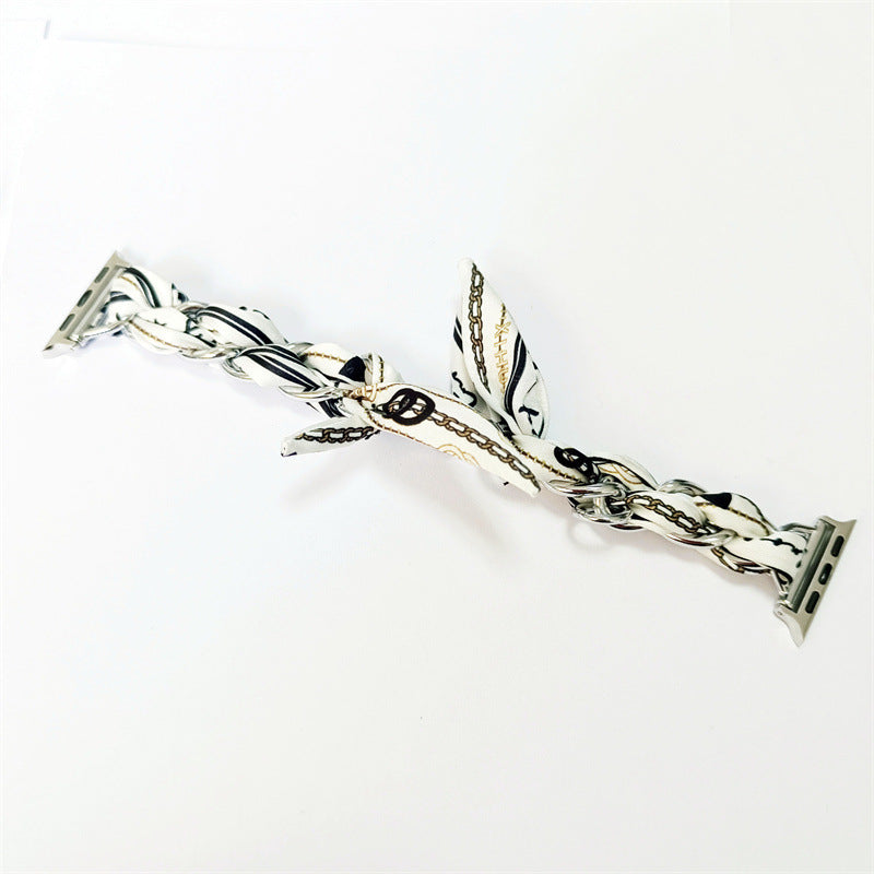 Silk Scarf Metal Watch Strap