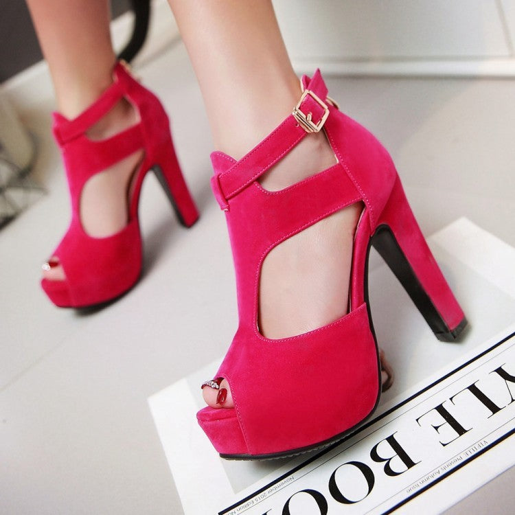 Roman Style Suede Sandals - Fish Mouth