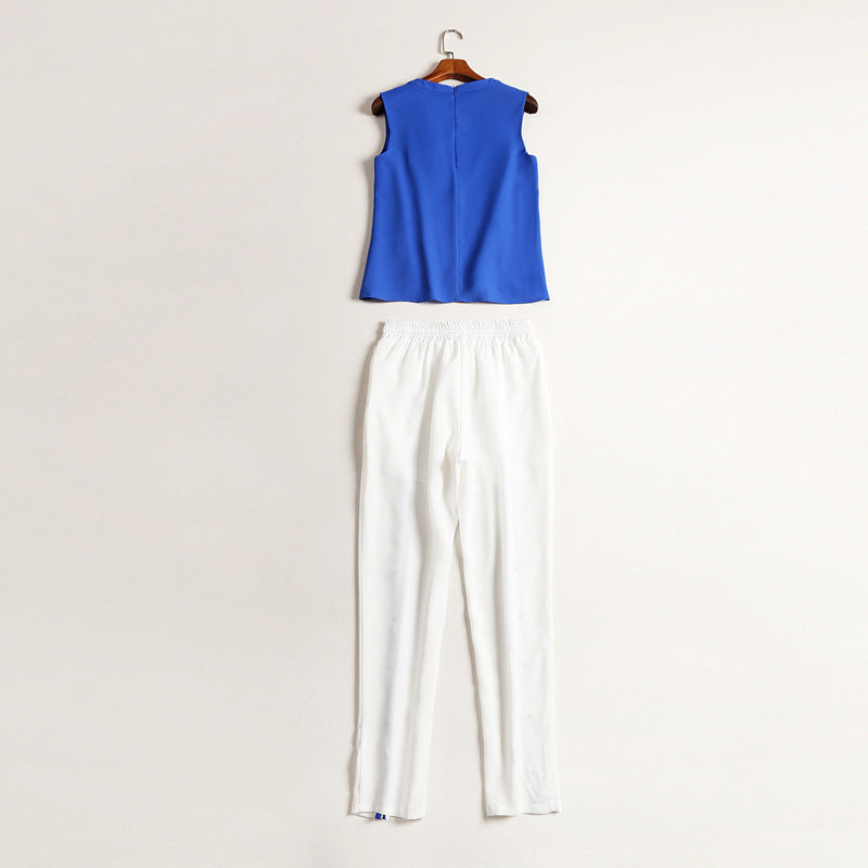 Plain Linen Wide Leg Pants Suit