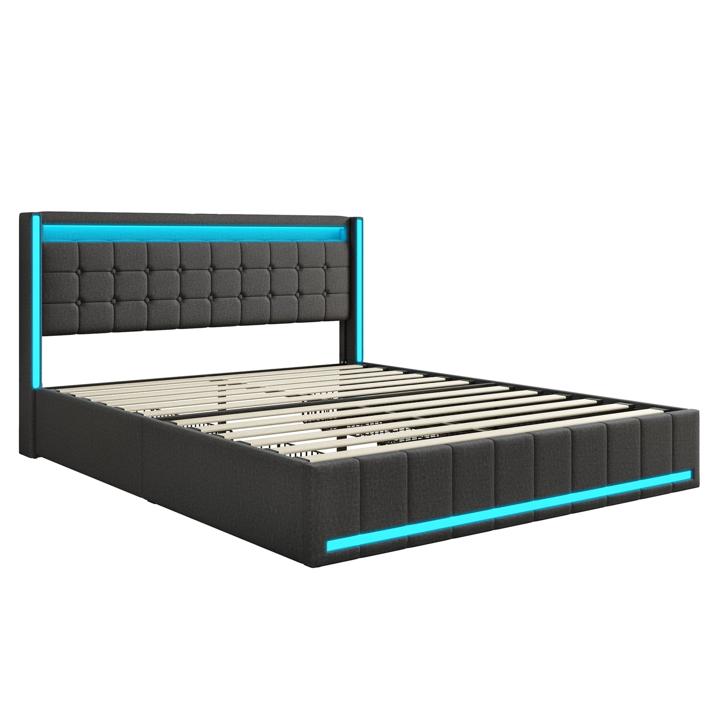 WoodenAura LED Bed Frame with Storage