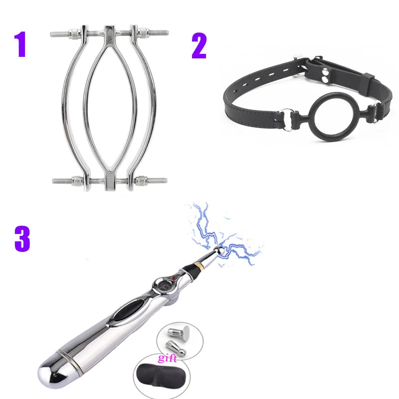 Electric Shock Vagina Pen Labia Clips Nipple Clamp Sex Toys