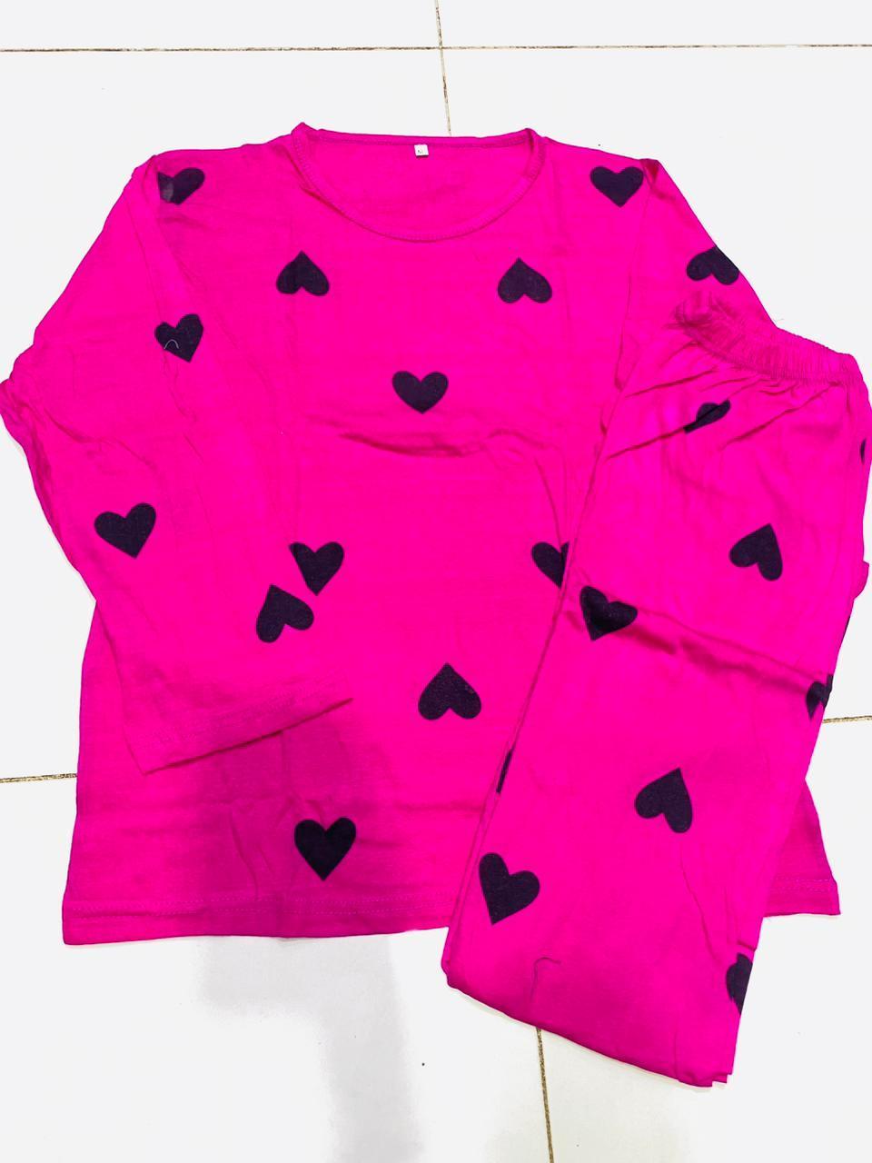 Cotton Jersey Night Suit - Purple Printed 2 Piece Sleepwear