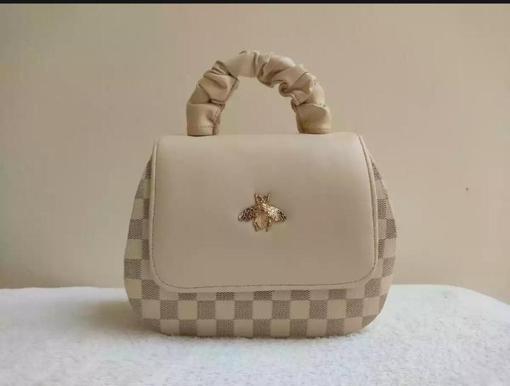 Girl's White PU Leather Printed Shoulder