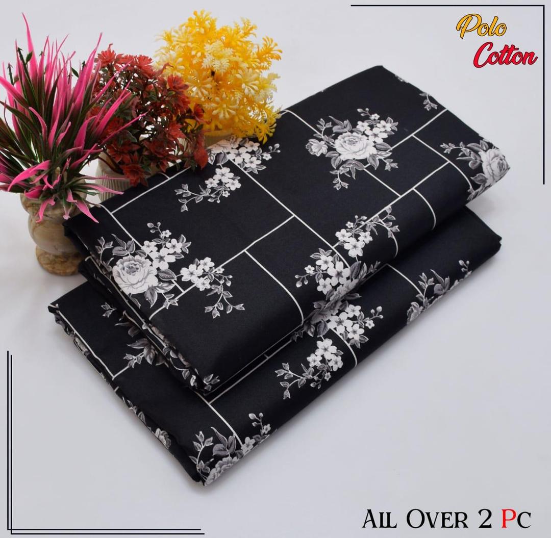 Black Polo Cotton Printed Two Piece Set