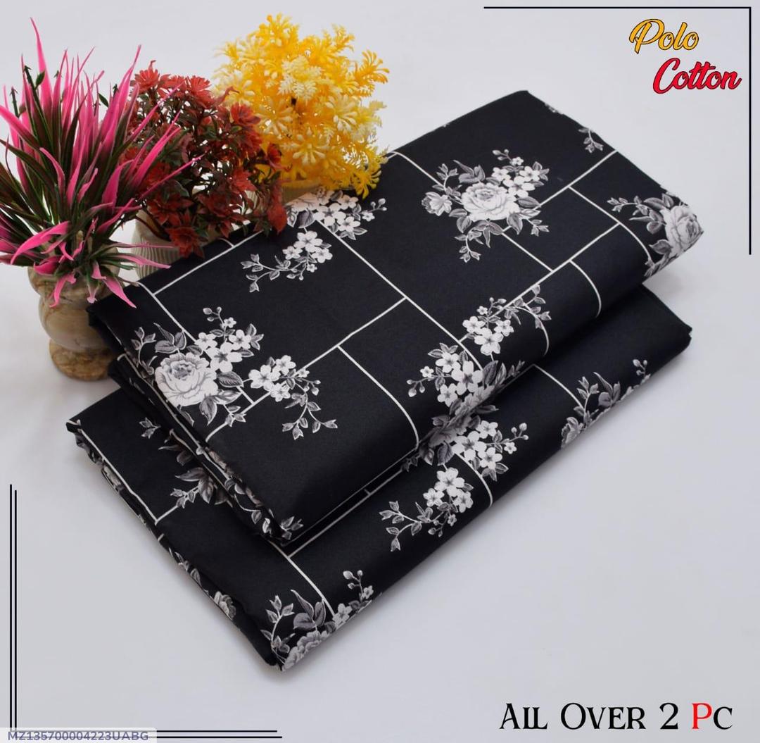Black Polo Cotton Printed Two Piece Set