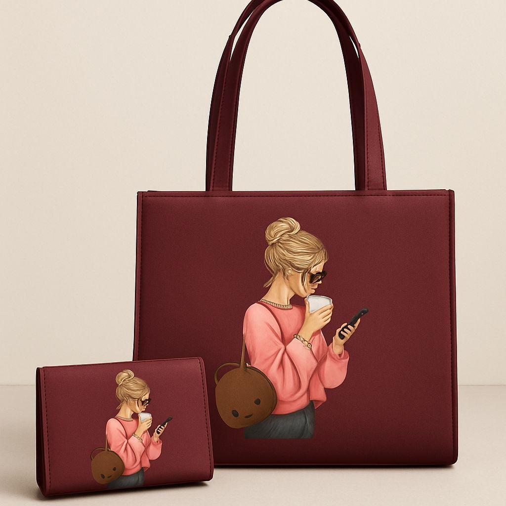 Girl's Maroon PU Leather Plain Shoulder