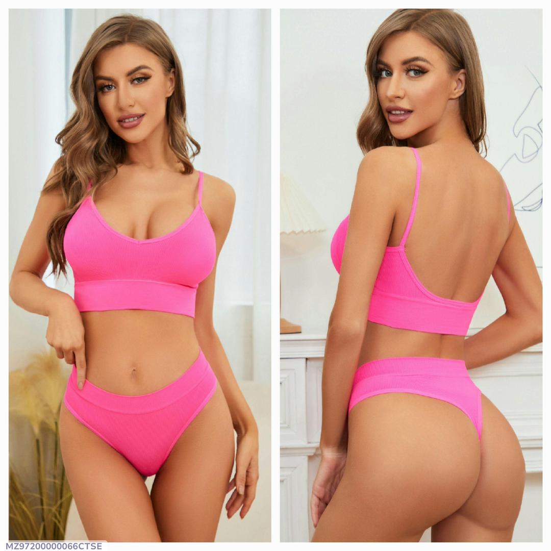Women V-Shape Non Padded Sports Bra - Pink Jersey