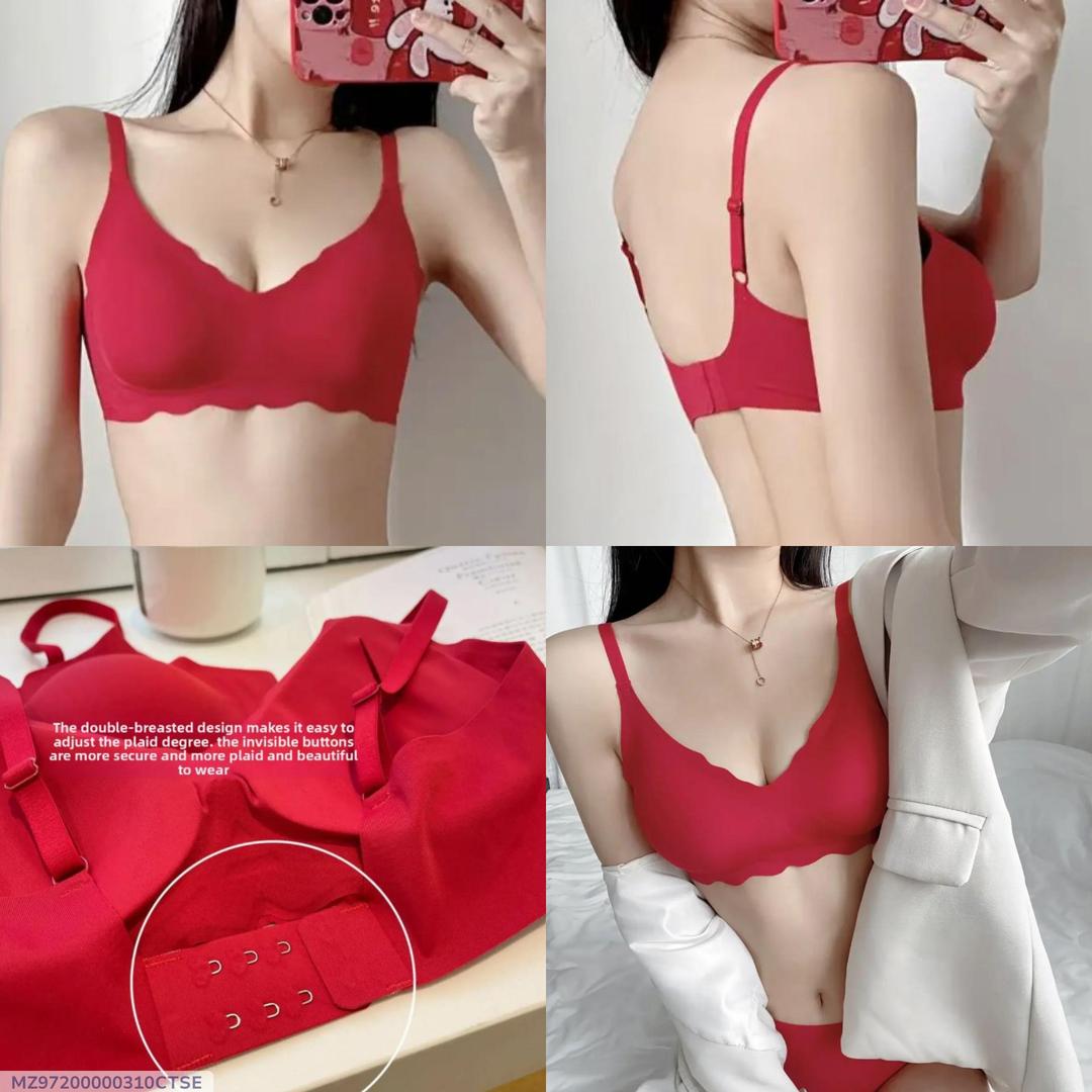 Women Push-Up Padded Bra with Red Crystal Detailing - Maroon Malai