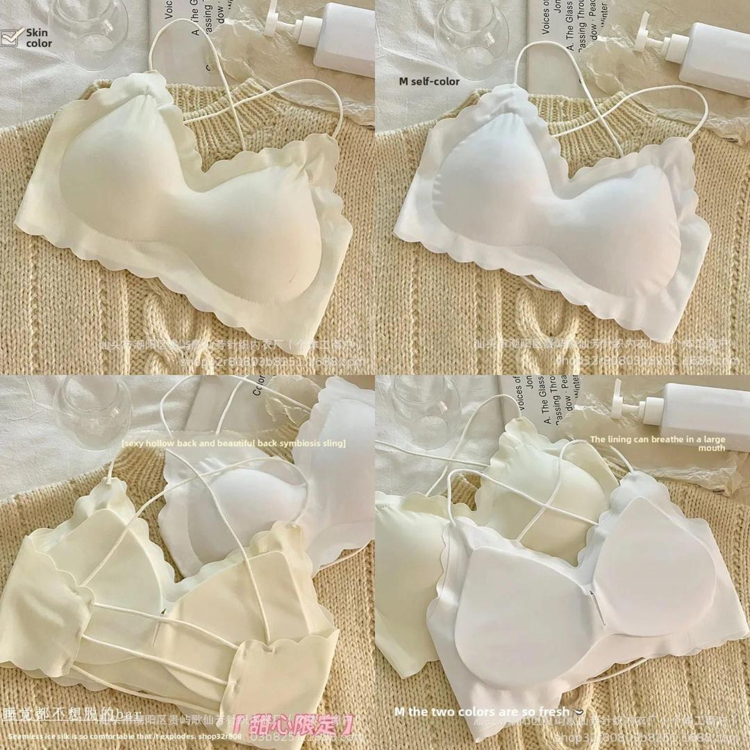Women Korean-Style Padded Bra - Black Malai Steel Ring-Free