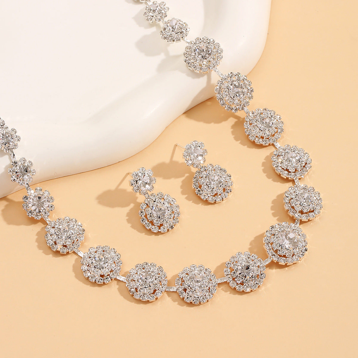 Rhinestone Bamboo Necklace Jewelry Set
