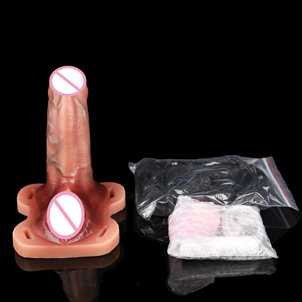 Vibrating Sexy Grinder Real Foreskin Penis Strap-on