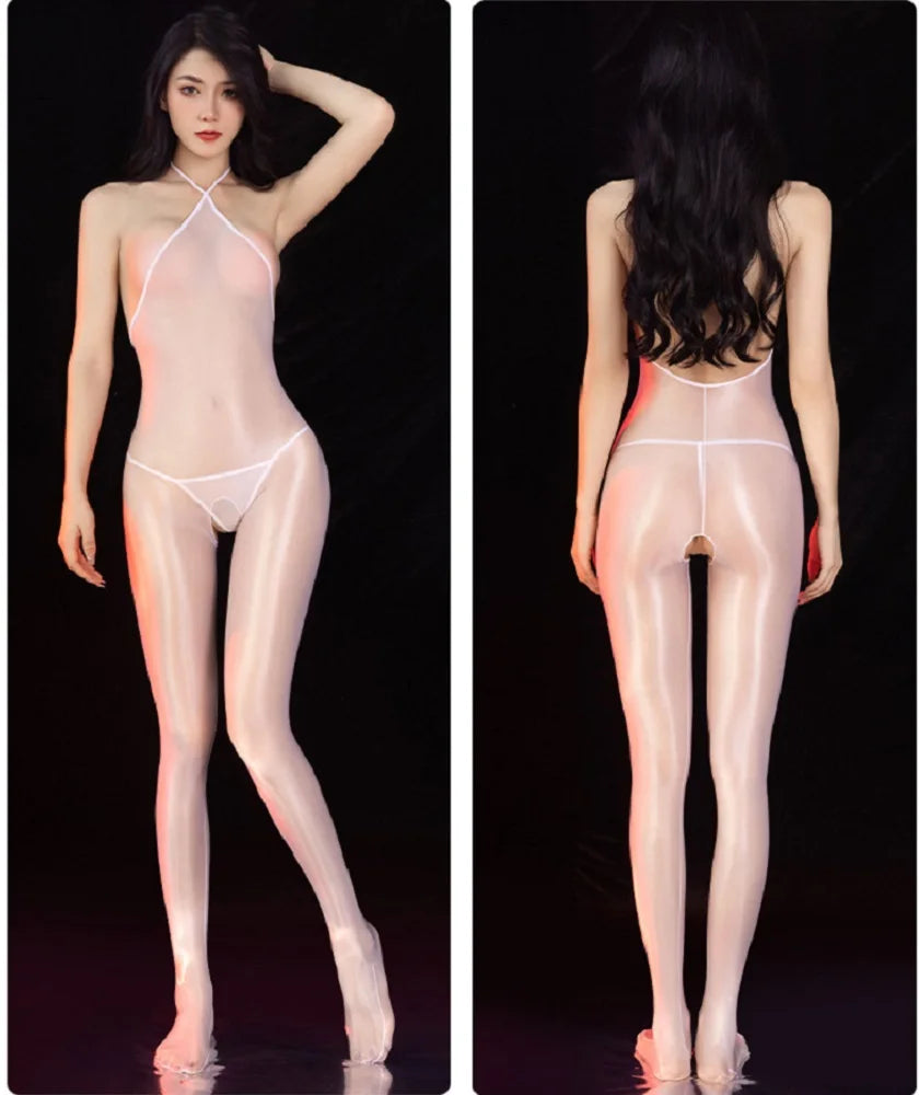 Sexy Backless Open Crotch Jumpsuit Ultra-thin