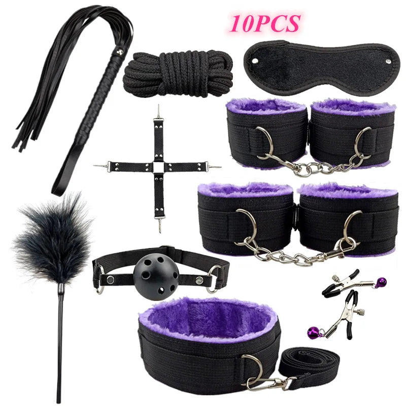 Sex Products BDSM Bondage Set Handcuffs Anal plug Tail