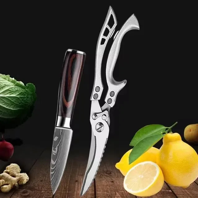 Laser Damascus Kitchen Knife