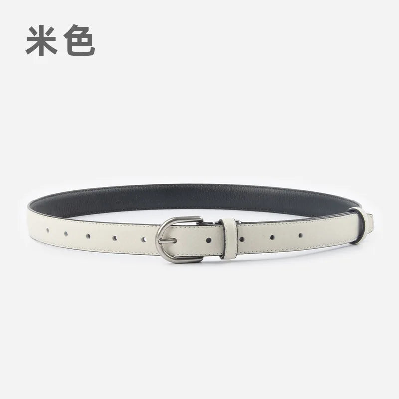 pipiTan Women's Lychee Texture Cowhide Belt