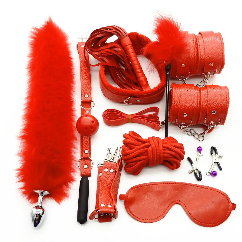 Sex Products BDSM Bondage Set Handcuffs Anal plug Tail