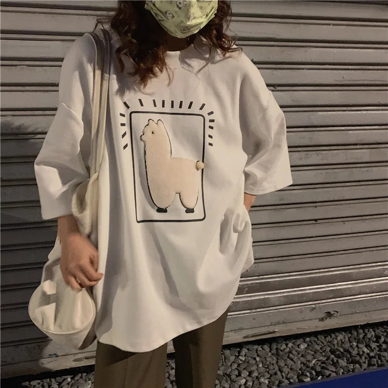 Baggy All-match T-shirts Women Casual Summer Korean Fashion
