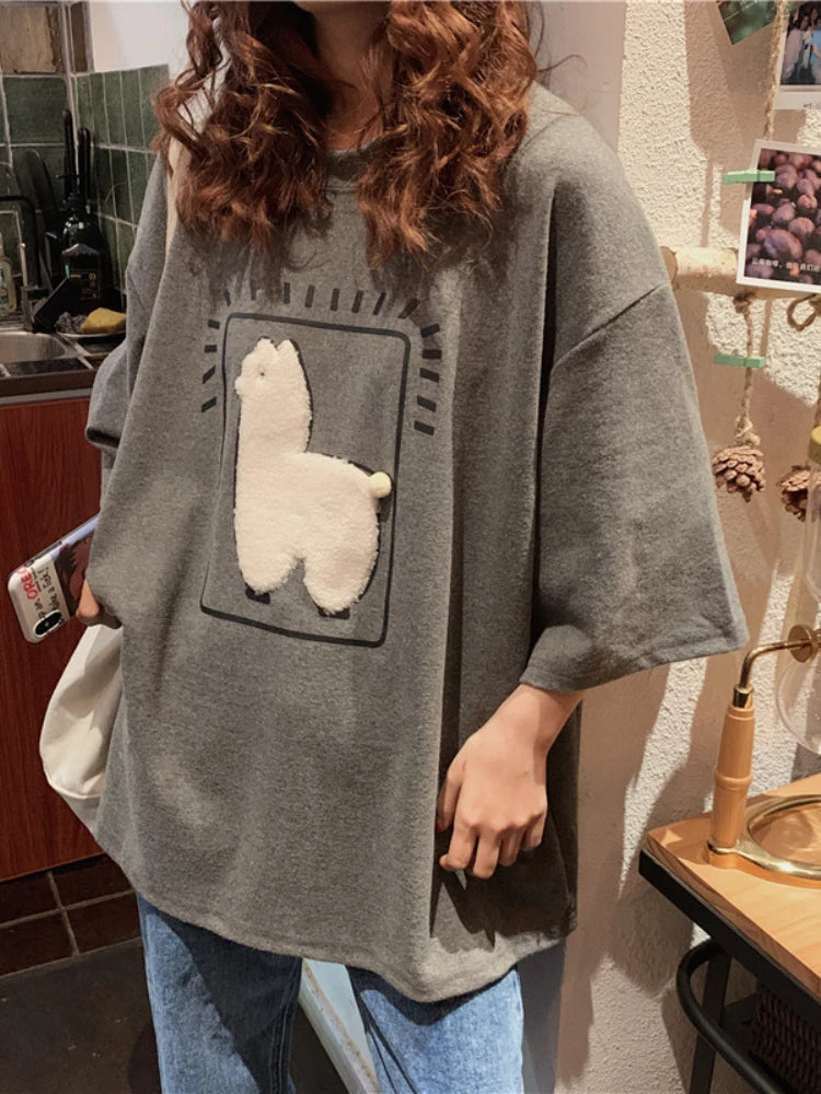 Baggy All-match T-shirts Women Casual Summer Korean Fashion