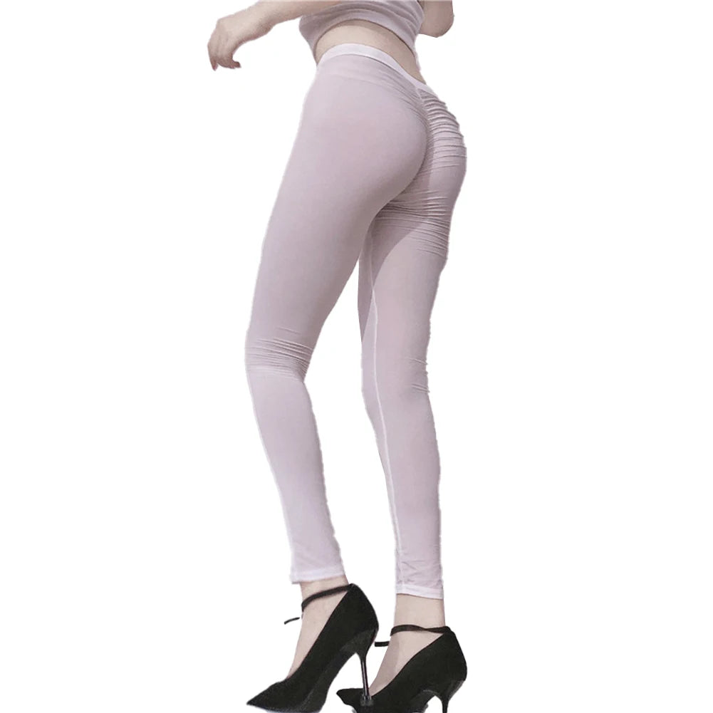 Women's High Waist Sheer Nylon Leggings