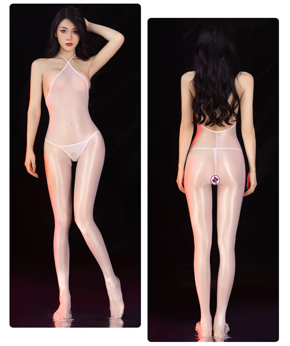 Sexy Backless Open Crotch Jumpsuit Ultra-thin