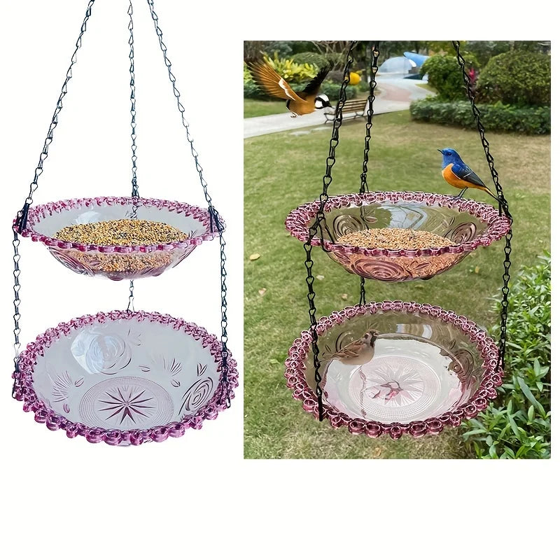 PC Plastic Bird Feeder - No Battery Hanging Garden Feeder
