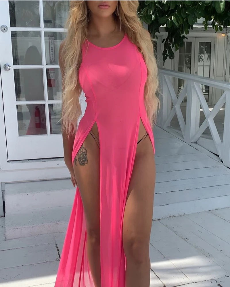 Women's Summer Beach Dress - Sleeveless Chiffon