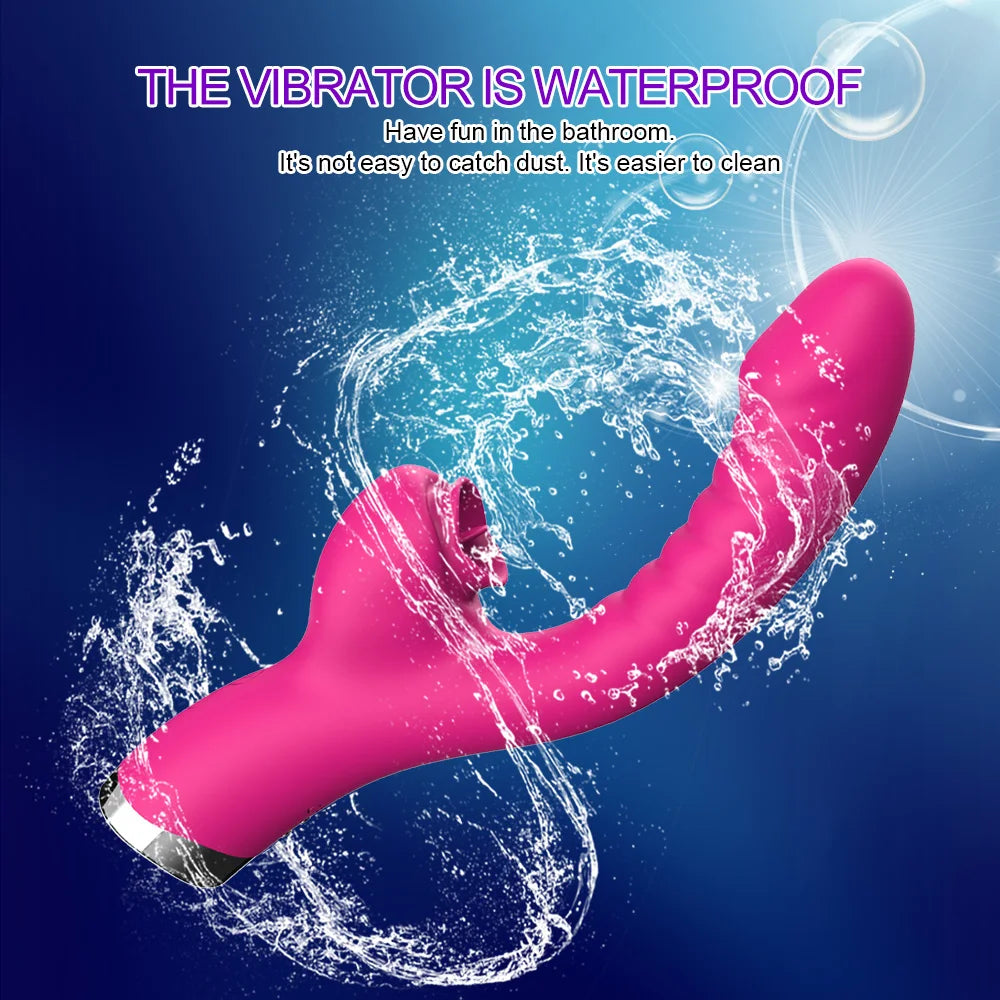 Tongue Licking Vibrator 2 In 1 Adult Women Sex Toys Dildos Vibrators