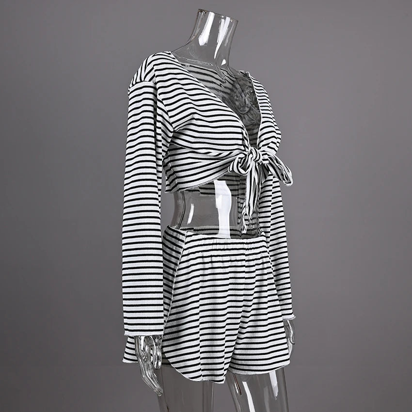 Linad Striped V-Neck Set