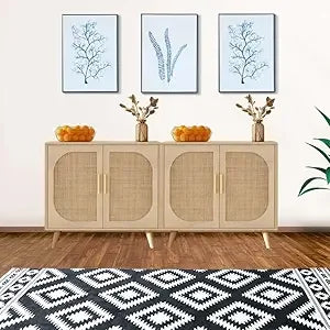 ZHUXIANG Rattan Cabinet - Modern Storage Sideboard