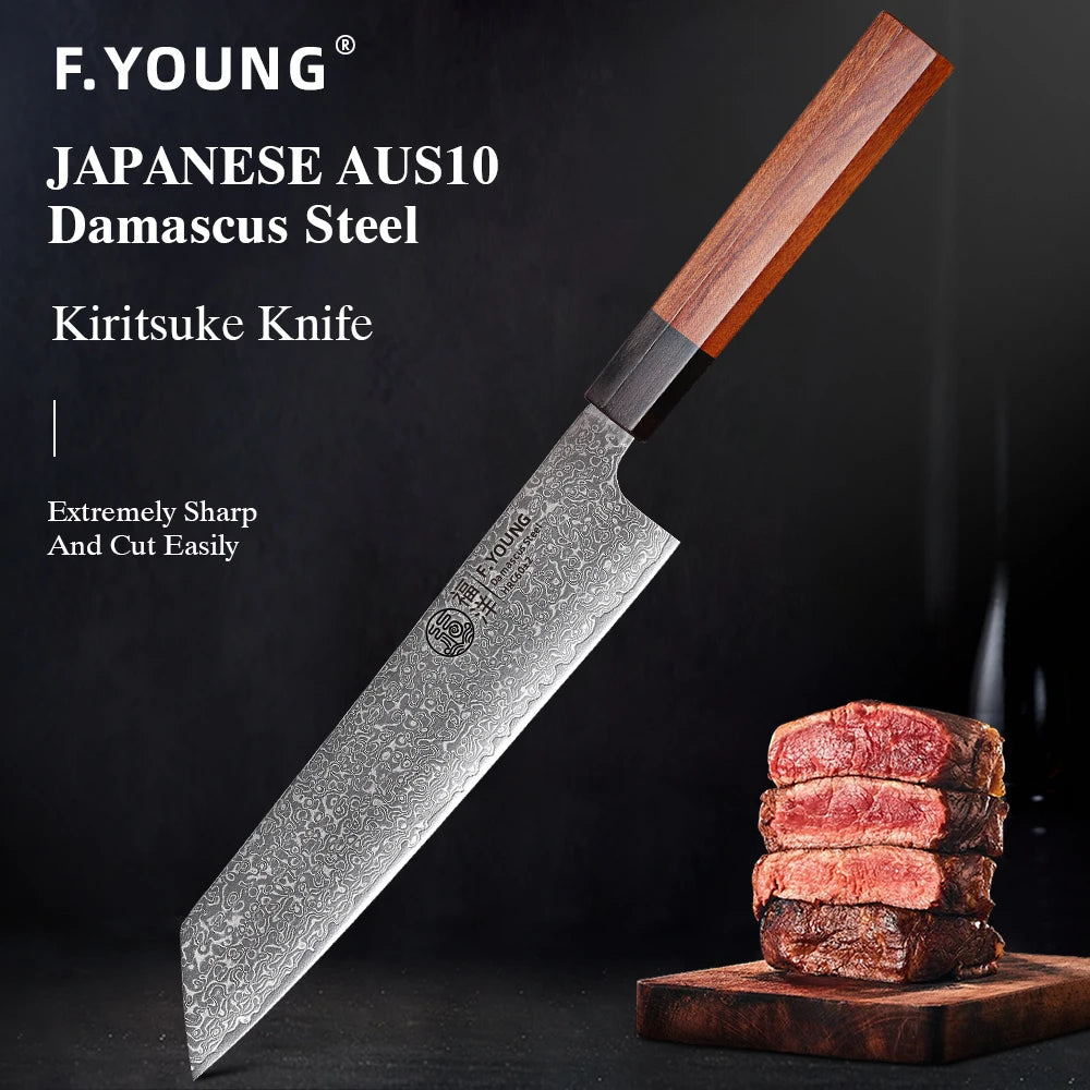 F.YOUNG 8.2" Japanese Kiritsuke Knife - 67-Layer Damascus Steel Professional Chef Knife