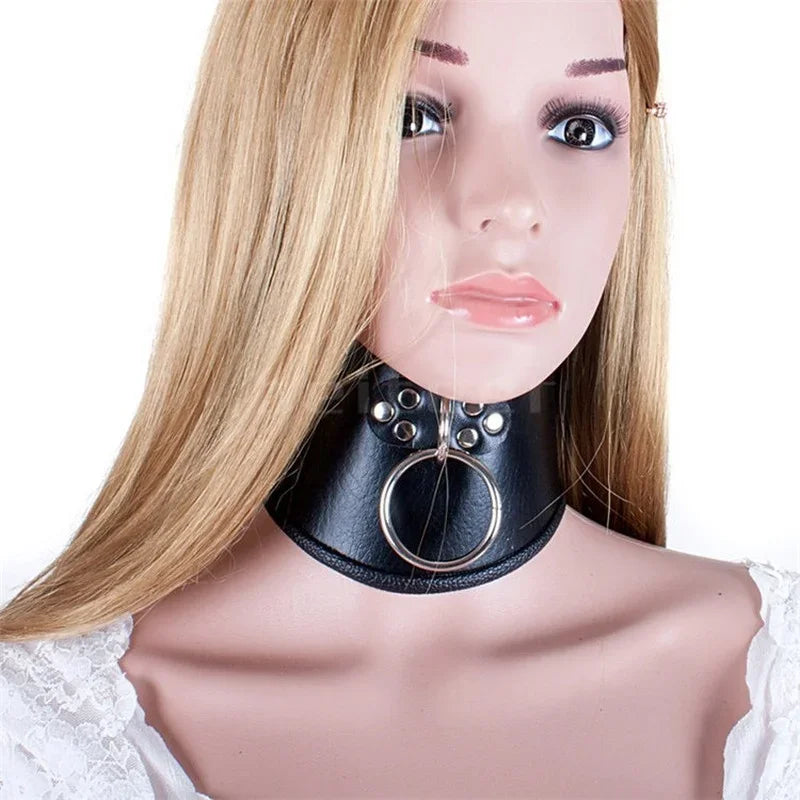 PU Leather Locking Posture Collar Bondage Straighten Up Master sex toy