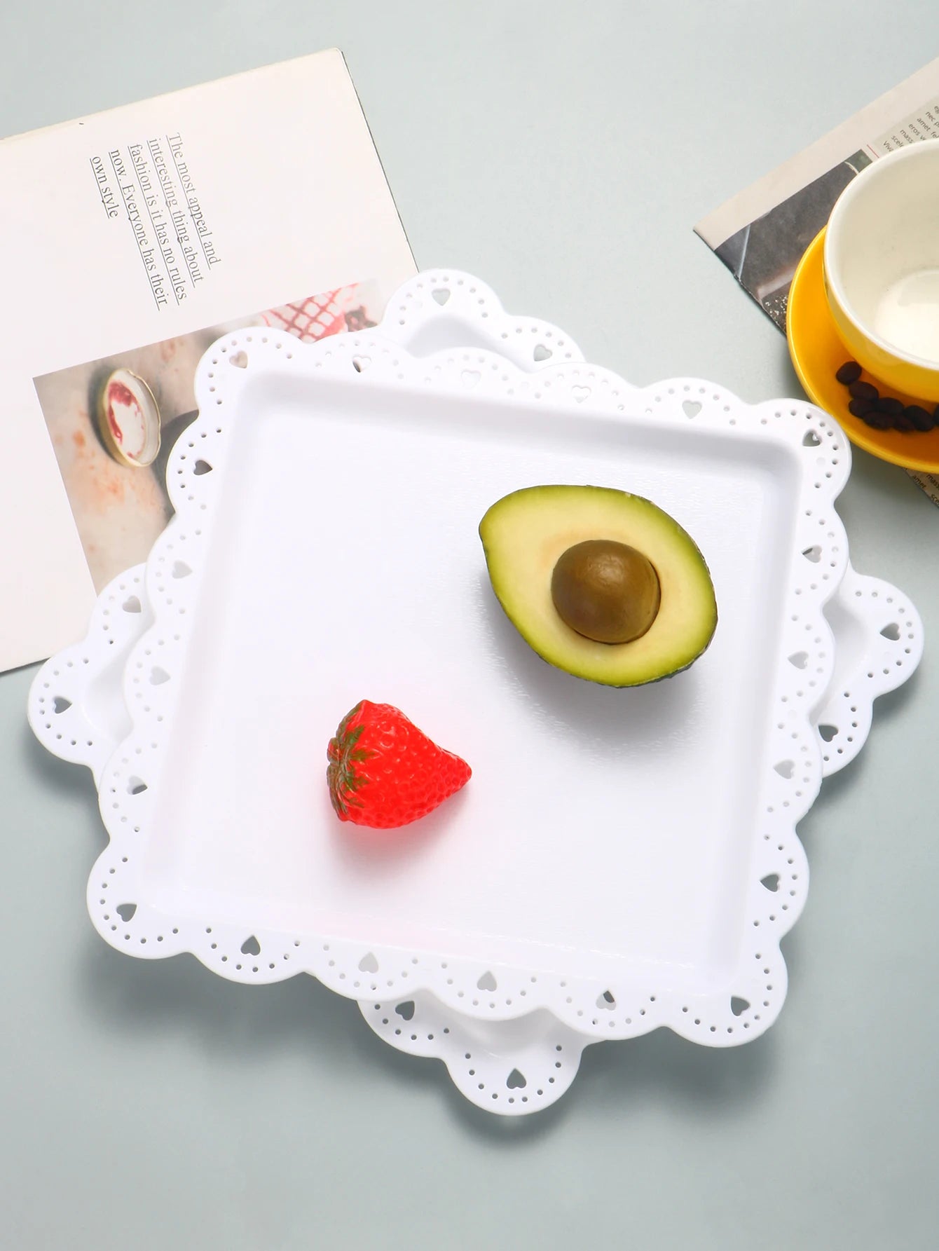 Rectangular Dessert Plates Set of 2 - Reusable PP Plastic Square Serving Plates