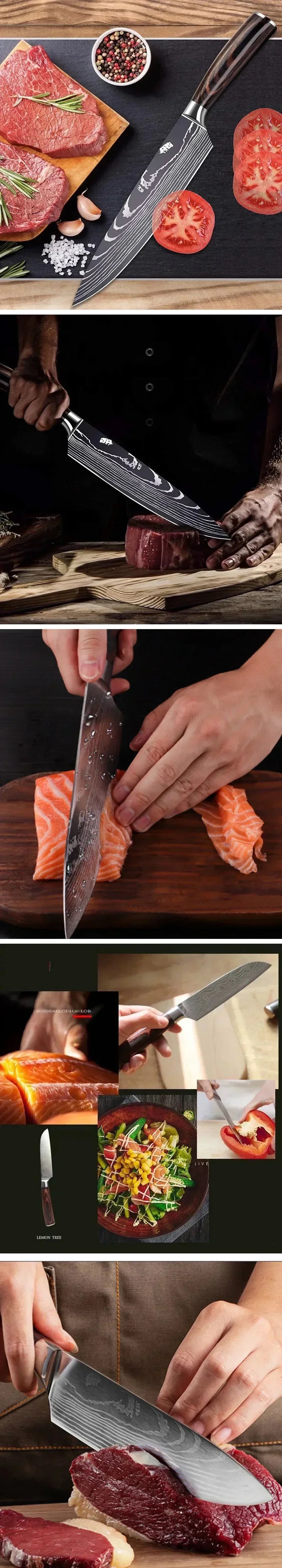 Laser Damascus Kitchen Knife