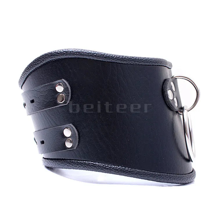 PU Leather Locking Posture Collar Bondage Straighten Up Master sex toy