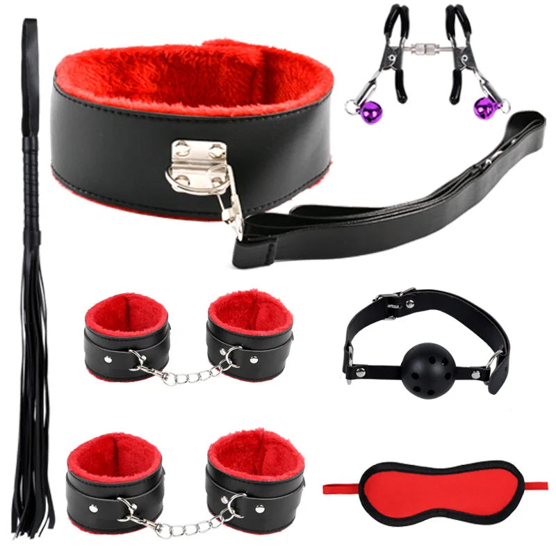 Sm Adult Sex Toys Leather Seven-piece Set Couple Alternative Toys