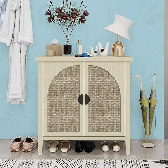 ZHUXIANG Rattan Cabinet - Modern Storage Sideboard
