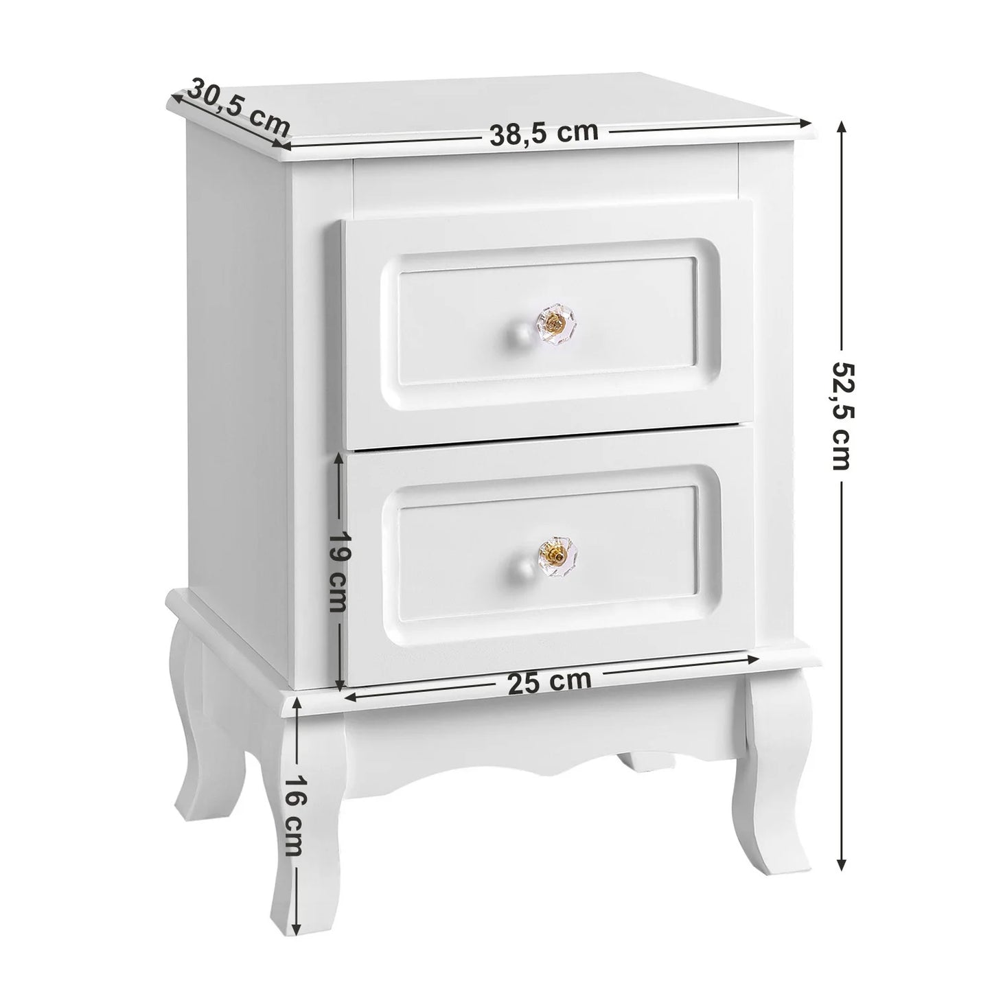 VASAGLE bedside table, each with 2 drawers, pine legs, 2 pieces