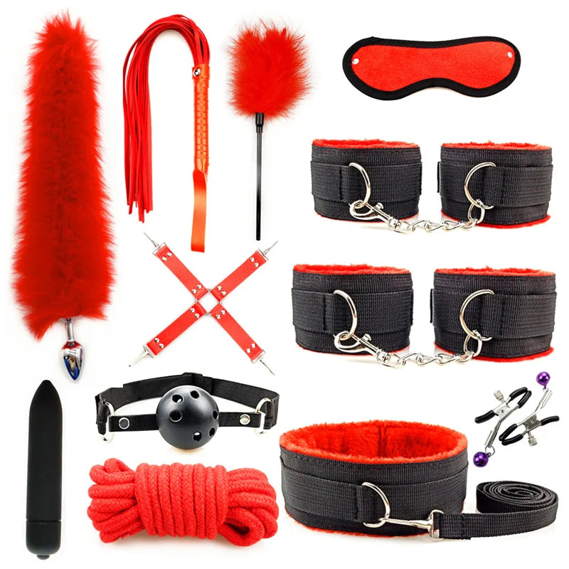 Sex Products BDSM Bondage Set Handcuffs Anal plug Tail