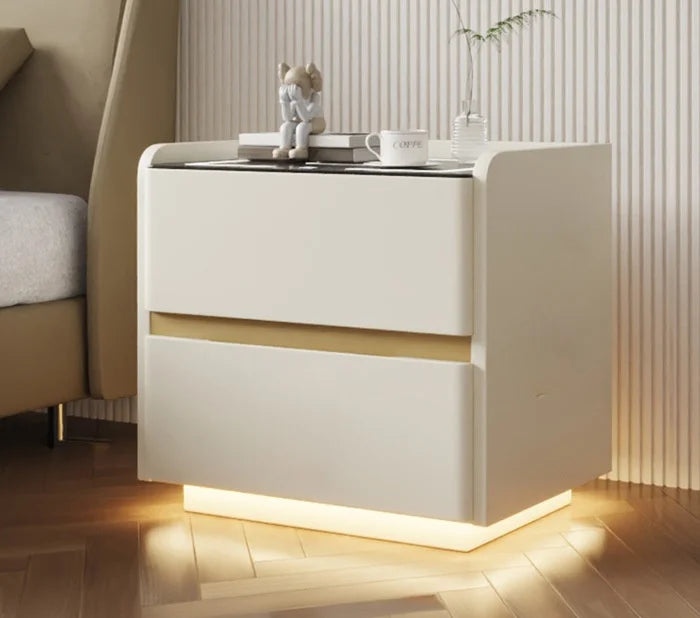Smart Solid Wood Nightstand with Wireless Charging