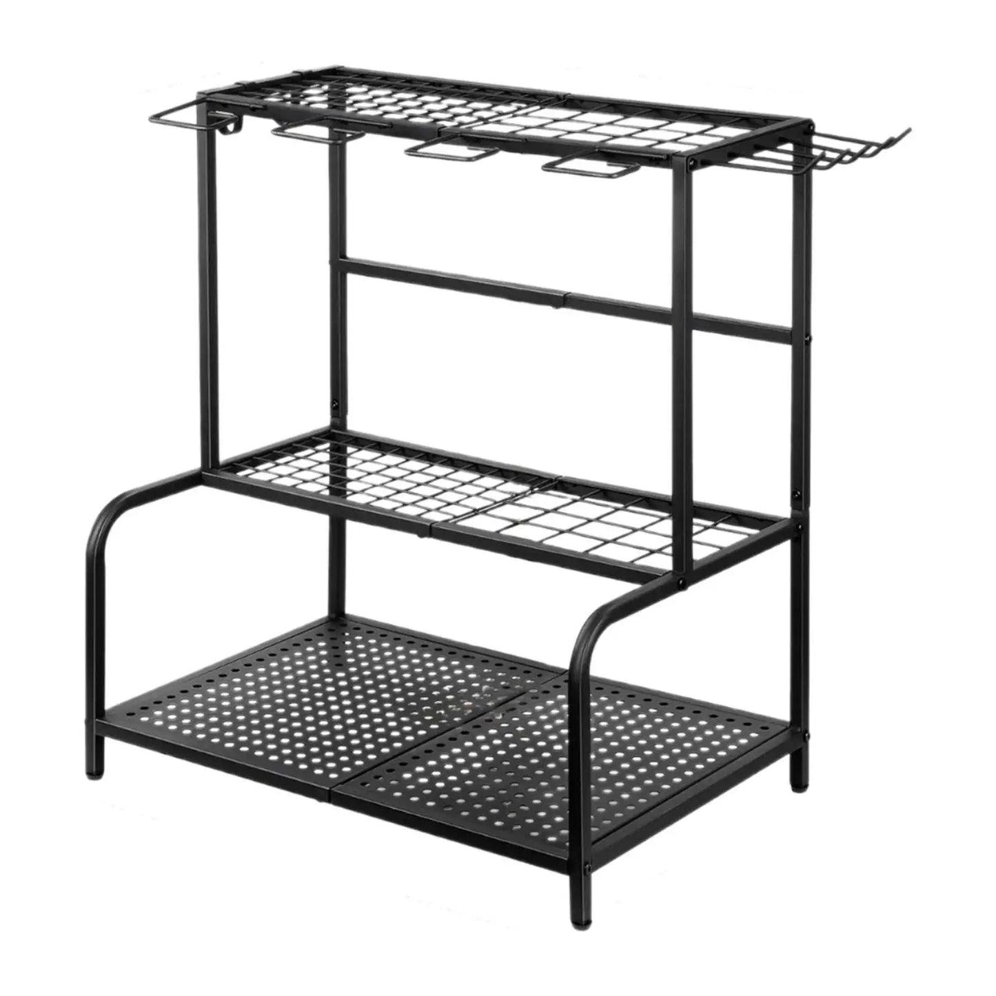 Carbon Steel Garden Tool Organizer - 3-Tier Storage Rack