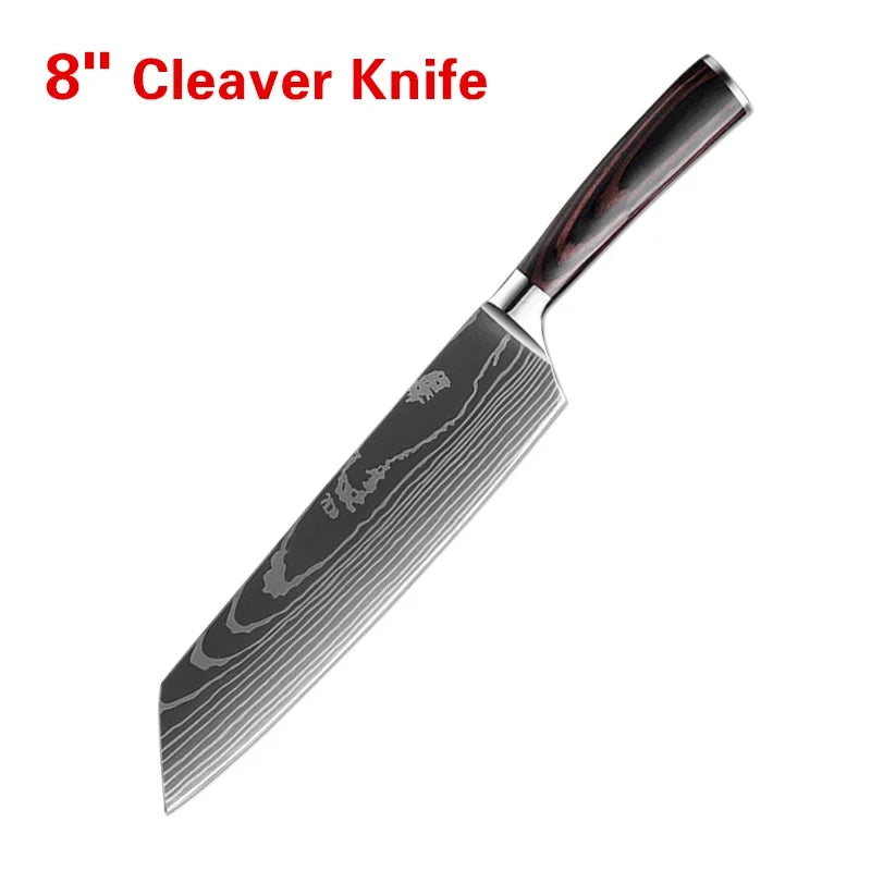 Laser Damascus Kitchen Knife