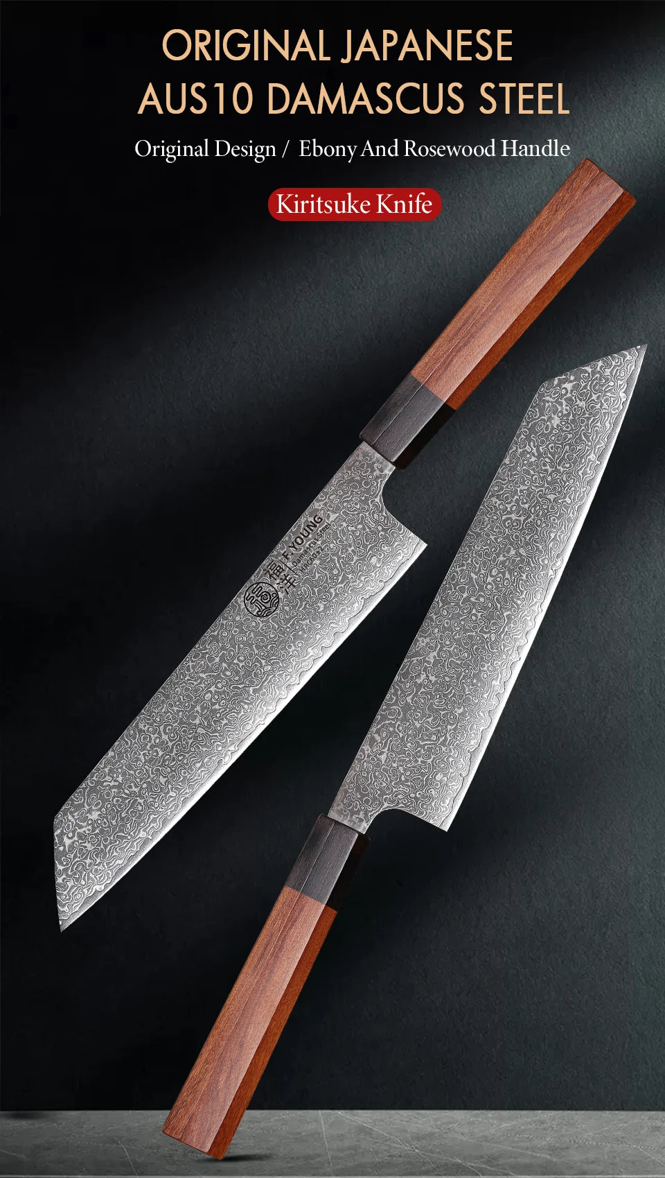 F.YOUNG 8.2" Japanese Kiritsuke Knife - 67-Layer Damascus Steel Professional Chef Knife