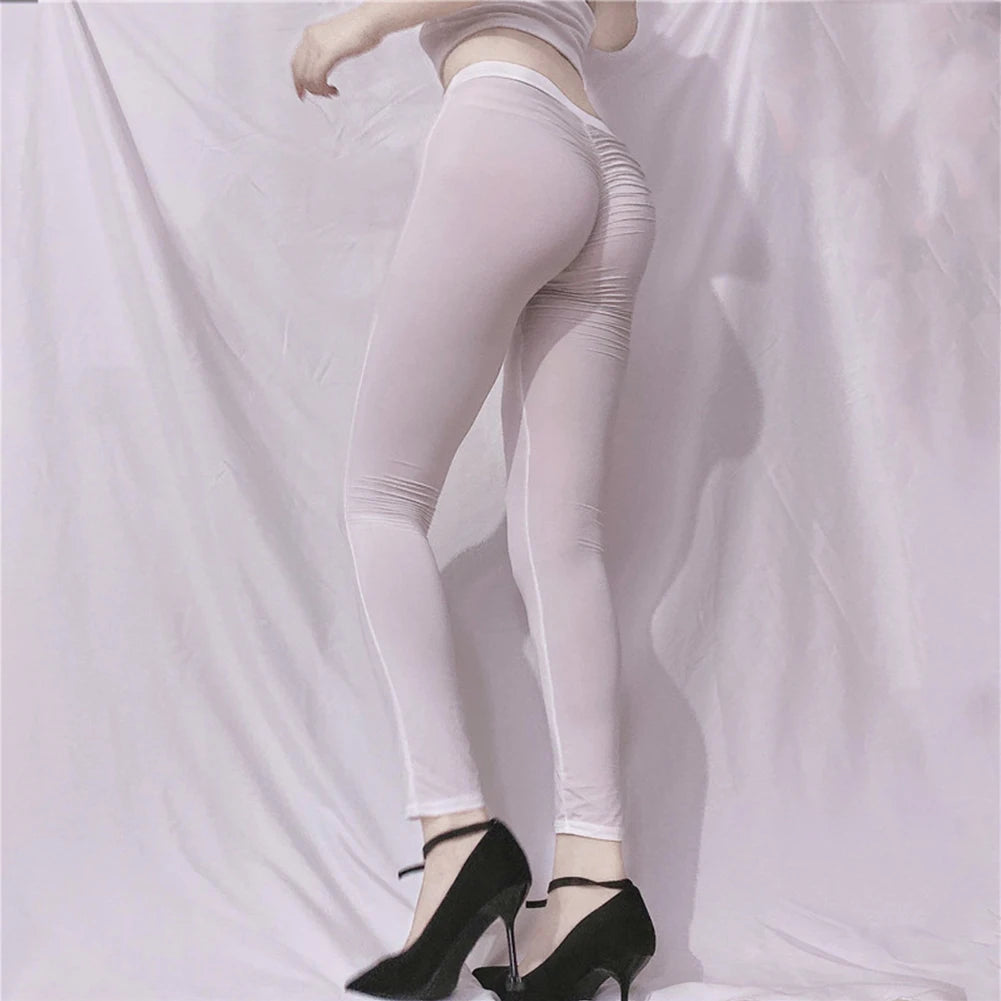 Women's High Waist Sheer Nylon Leggings